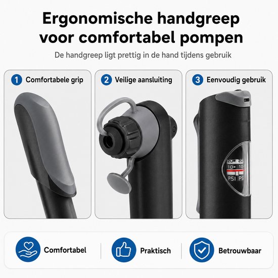 Mini Fietspomp met Digitale Drukmeter - 120 PSI - Presta Schrader Dunlop Ventielen - Compact en Draagbaar — afbeelding 5