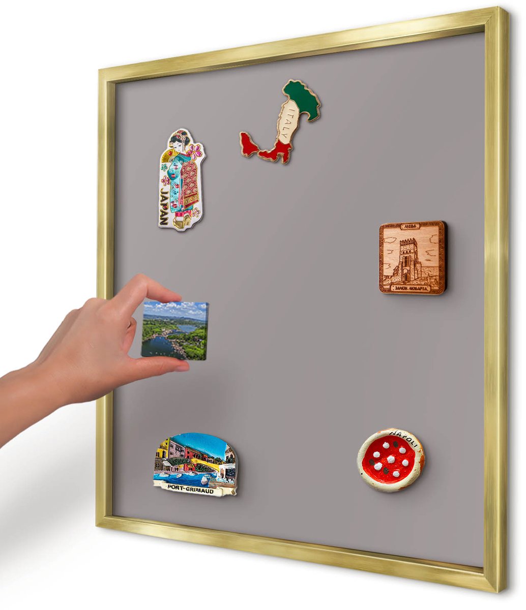 Artprintcave Paars Magneetbord mit Gouden Frame - 50x50 cm - Asgrijs Magnetische Organizer - Minimalist Bord Voor Magneten - Achtergronden En Patronen