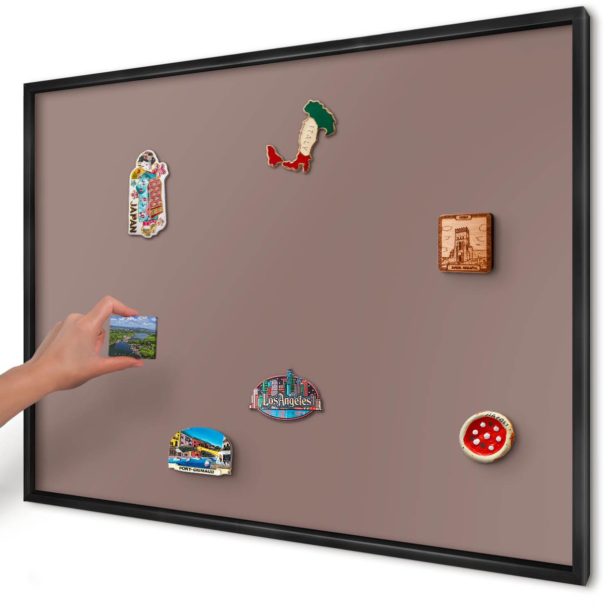 Artprintcave Rood Magneetbord mit Zwart Frame - 100x70 cm - Pastelbruin Magneet Bord mit Frame - Minimalist Magnetisch Bord Voor Magneten - Achtergronden En Patronen