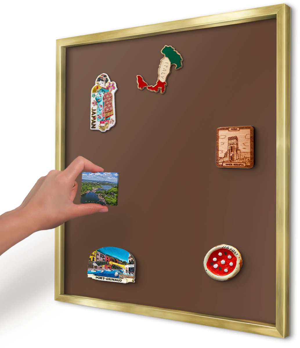 Artprintcave Bruin Magneetbord mit Gouden Frame - 50x50 cm - Kastanjebruin Magnetisch Bord - Minimalist Magnetische Organizer - Achtergronden En Patronen
