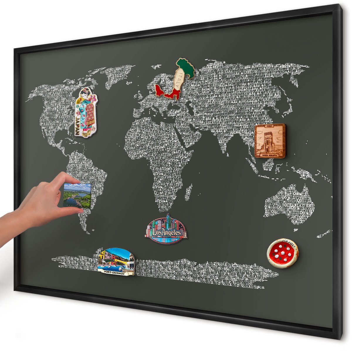 Artprintcave Groente Magneetbord mit Zwart Frame - 100x70 cm - Tekstkaart Bord Voor Magneten - Typografisch Magnetisch Bord - Kaarten