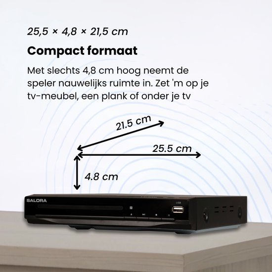 Salora DVDPLAYER33 - DVD speler met HDMI - Full HD - Speelt DVD, CD & VCD - USB voor films en foto's - Incl. afstandsbediening - Zwart van Salora — afbeelding 4