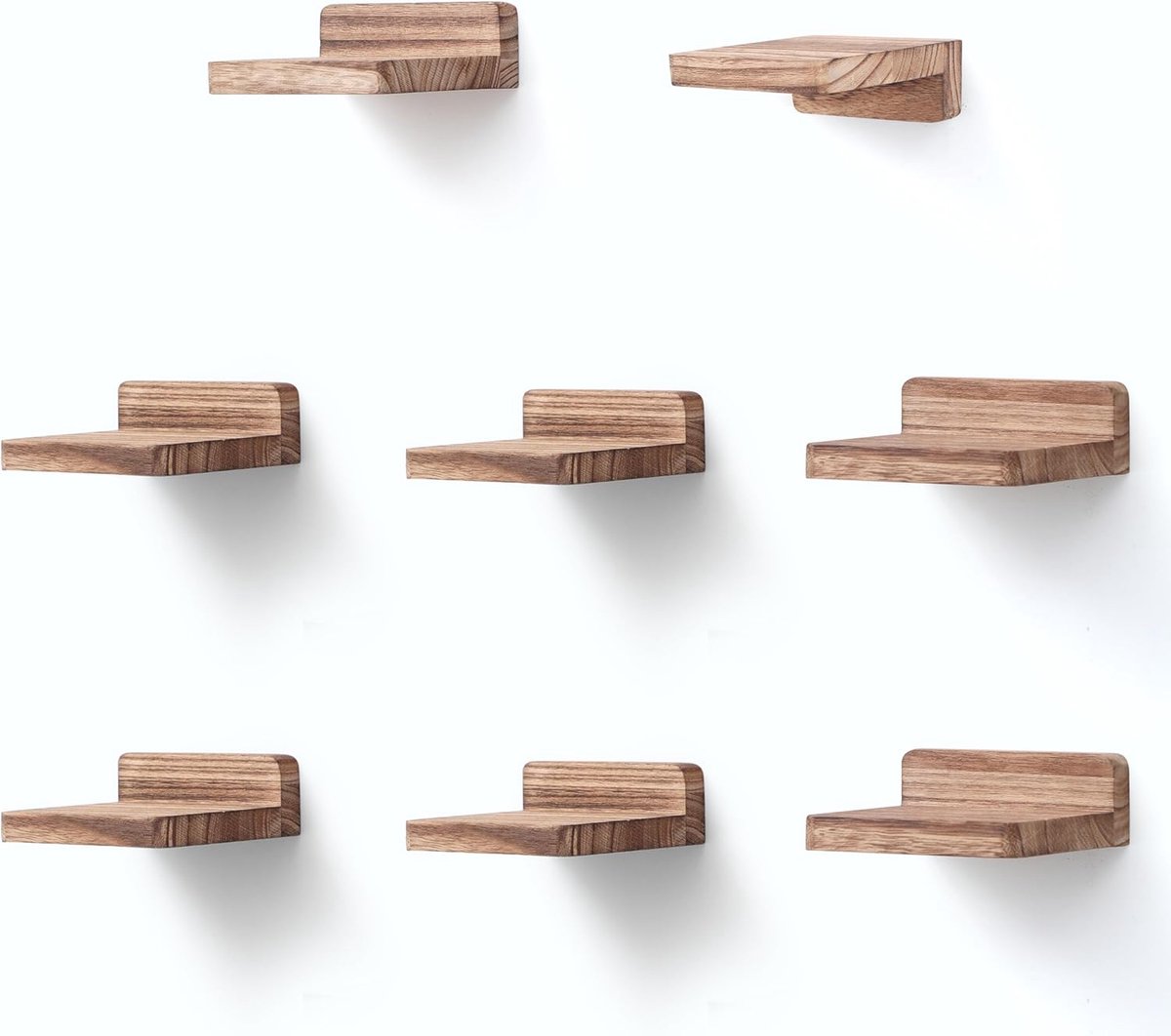 Drijvende Planken Set van 8 - Houten Vierkante Planken - Zwart Gekoold - Ideaal voor Kleine Objecten - ShopVlot