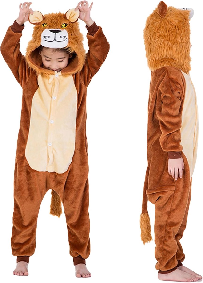 kinderen, leeuwenkostuum, onesie, dierenkostuum, leeuwenkostuum