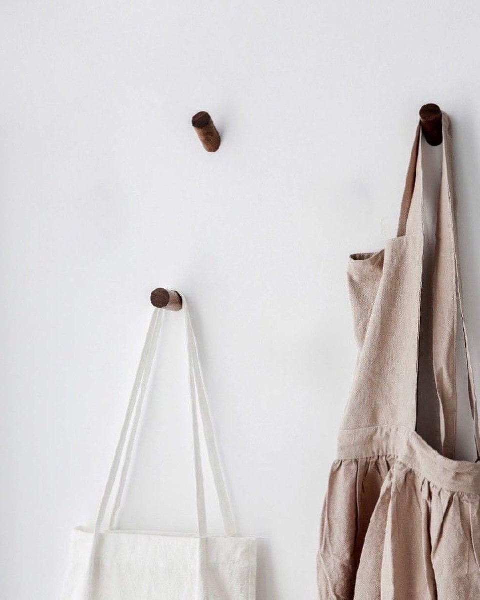 SnelShoppen - Wandhaak Set van 4 - Houten Wandhaken van Walnotenhout - Modern Design - Ideaal voor Hal, Slaapkamer en Badkamer - Eenvoudig te Monteren
