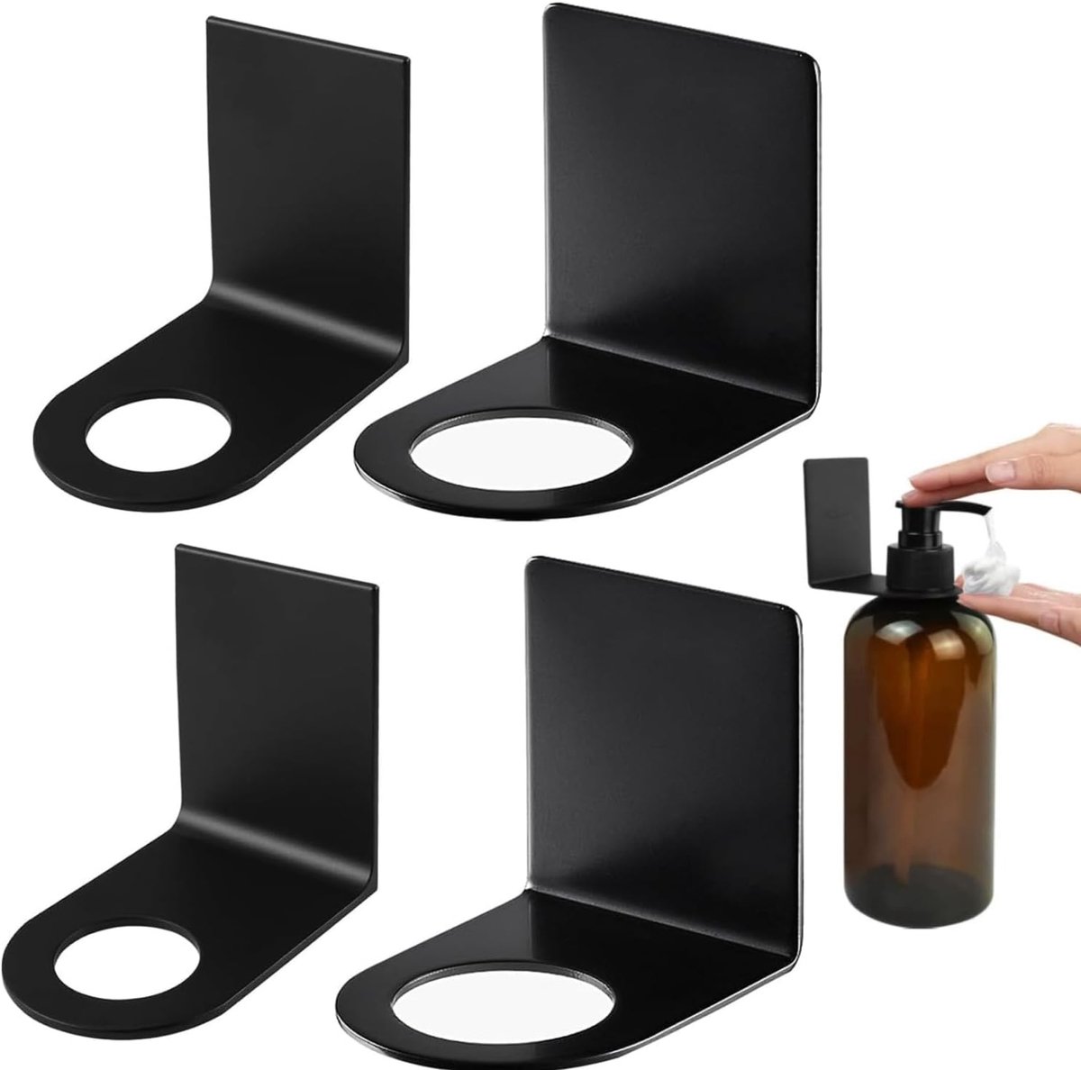 Dispenserhouder, 4 stuks zeepdispensers, 27 mm/33 mm, wandhouder, zeepdispenser, wandbevestiging, roestvrij staal - ShopVlot