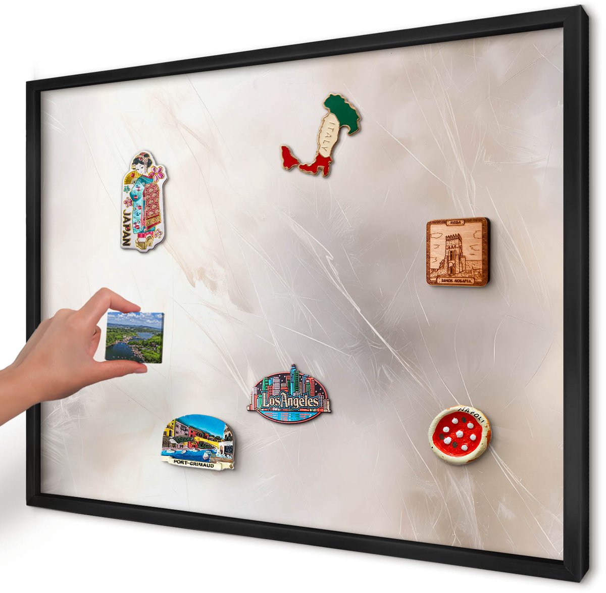 Artprintcave Wit Magneetbord mit Zwart Frame - 70x50 cm - Zachte Lichtheid Notitiebord - Minimalist Magnetisch Bord - Achtergronden En Patronen
