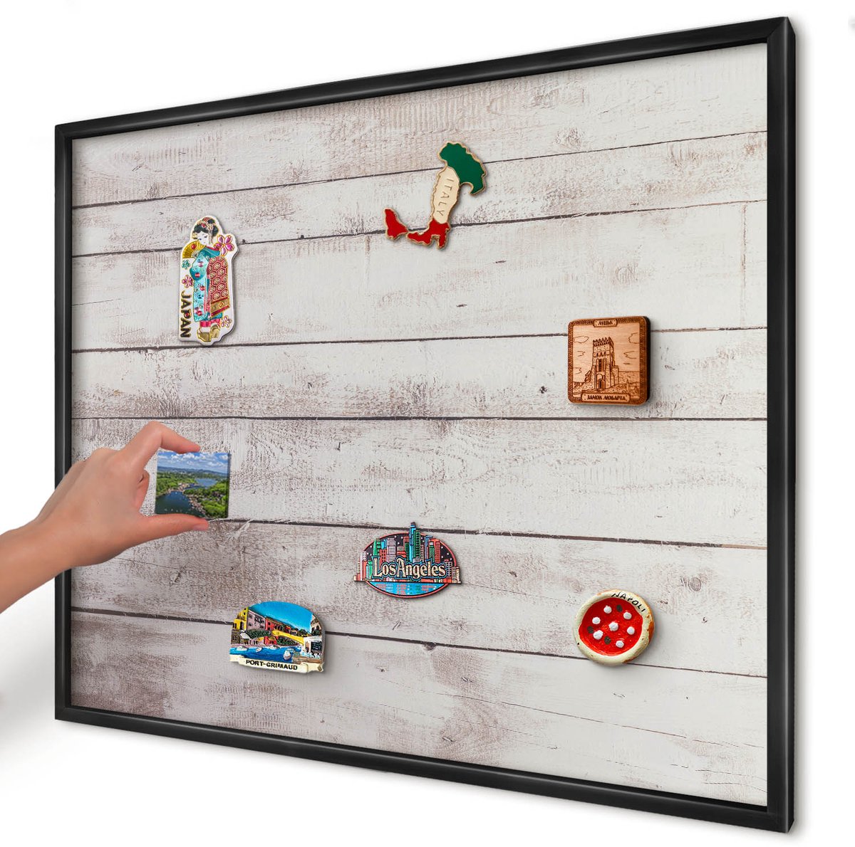 Artprintcave Beige Magneetbord mit Zwart Frame - 80x60 cm - Licht Hout Notitiebord - Rustiek Magnetisch Bord Voor Magneten - Texturen
