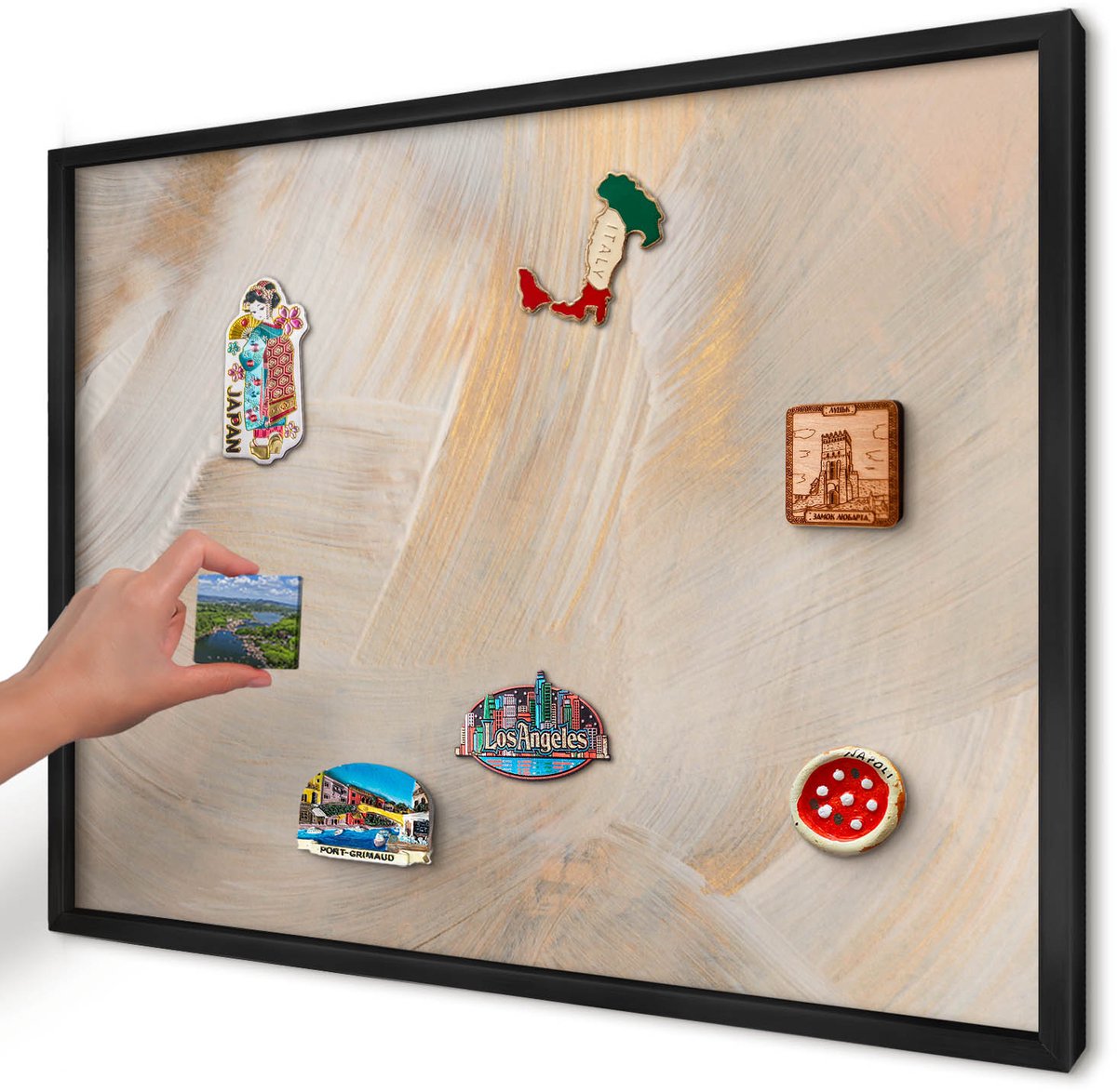 Artprintcave Romig Magneetbord mit Zwart Frame - 70x50 cm - Elegante Abstractie Magneetbord Voor Foto's - Abstract Bord Voor Magneten - Abstractie