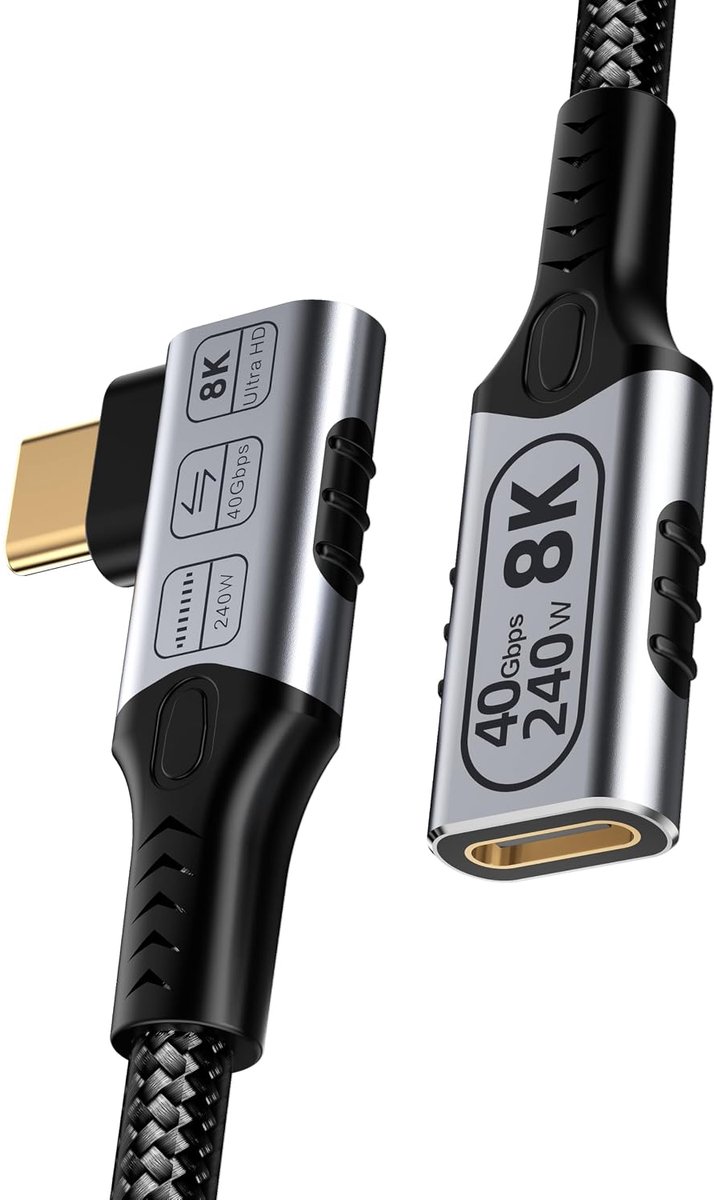 USB-C verlengkabel 60 cm - 90 graden ontwerp - 40Gbps dataoverdracht - ideaal voor gaming - ShopVlot