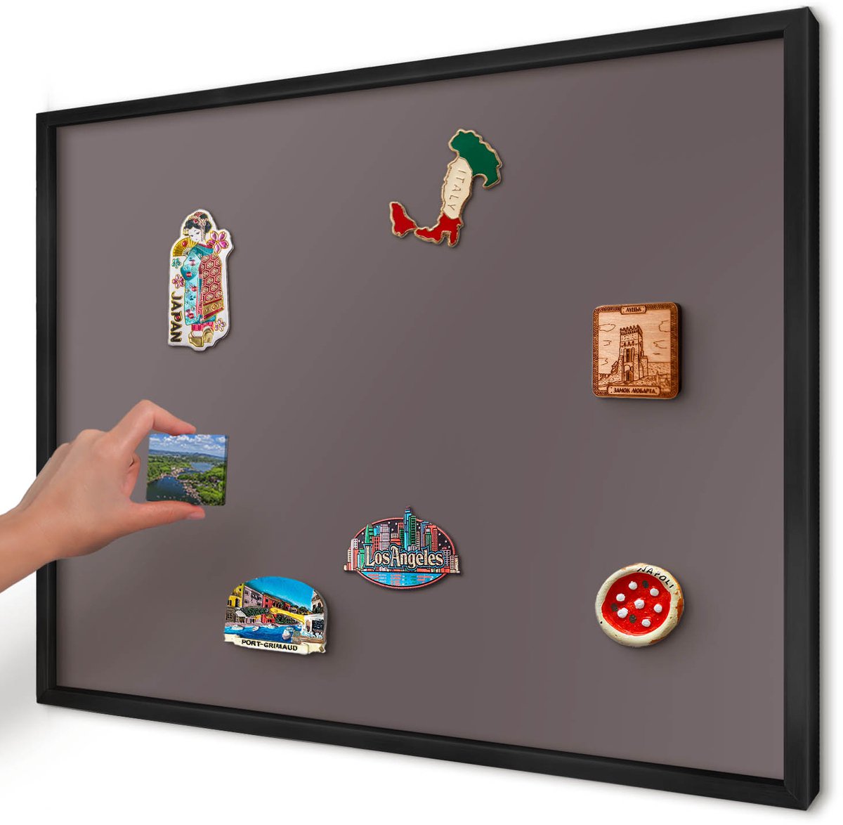 Artprintcave Bruin Magneetbord mit Zwart Frame - 70x50 cm - Vervaagd Bruin Magneet Bord mit Frame - Minimalist Wandbord Magnetisch - Achtergronden En Patronen