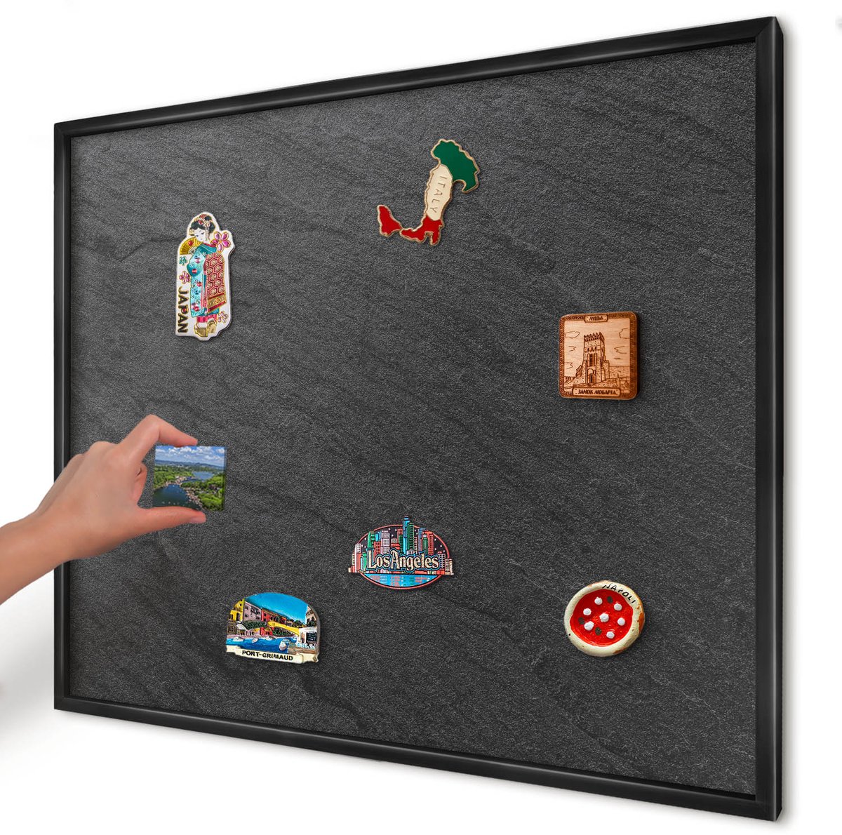 Artprintcave Zwart Magneetbord mit Zwart Frame - 80x60 cm - Zwarte Textuur Bord Voor Magneten - Minimalist Magneet Bord mit Frame - Texturen