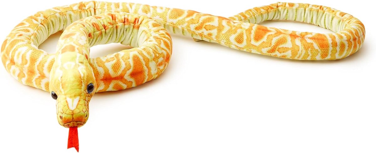Co Gevuld zacht knuffelig pluche slangenspeelgoed - onderdeel van de safaridierencollectie, perfect voor kinderen (180 cm lengte) (gele maïsnatter)