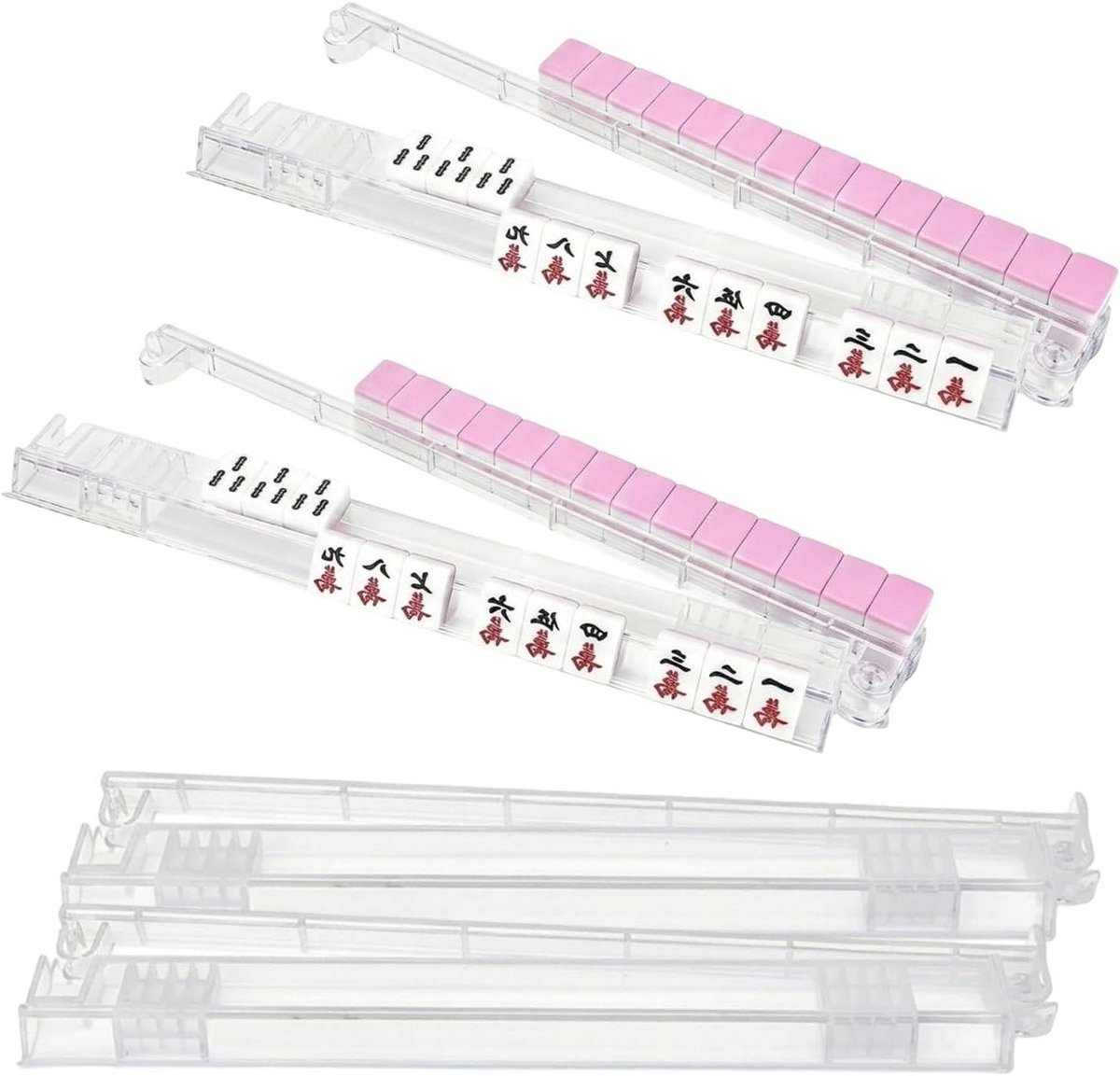 Mahjong Tegelhouder - Mahjong Bakje - Spel Organiseren - Antislip Ontwerp - 4-delig - Transparant