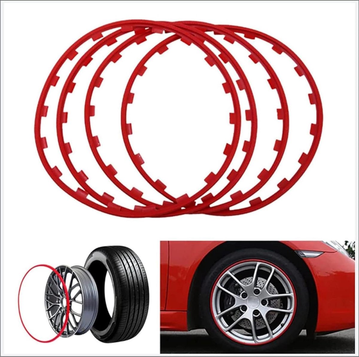 Velgbeschermers - Velg rand bescherming - Velgen beschermen - Sterke slagvastheid - 40-50 cm - Zwart