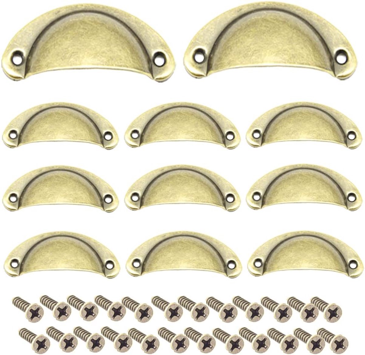12 stuks schelpgrepen ladegrepen ladegrepen met schroeven voor keukenkast, meubels, kast (brons)