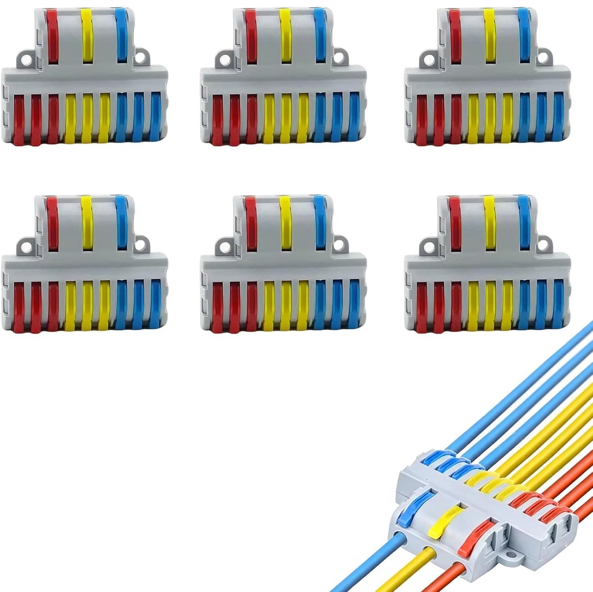 Elektrische connectoren, compacte stekker met 3 ingangen en 9 uitgangen, geïsoleerd en vuurvast, elektrische kabels