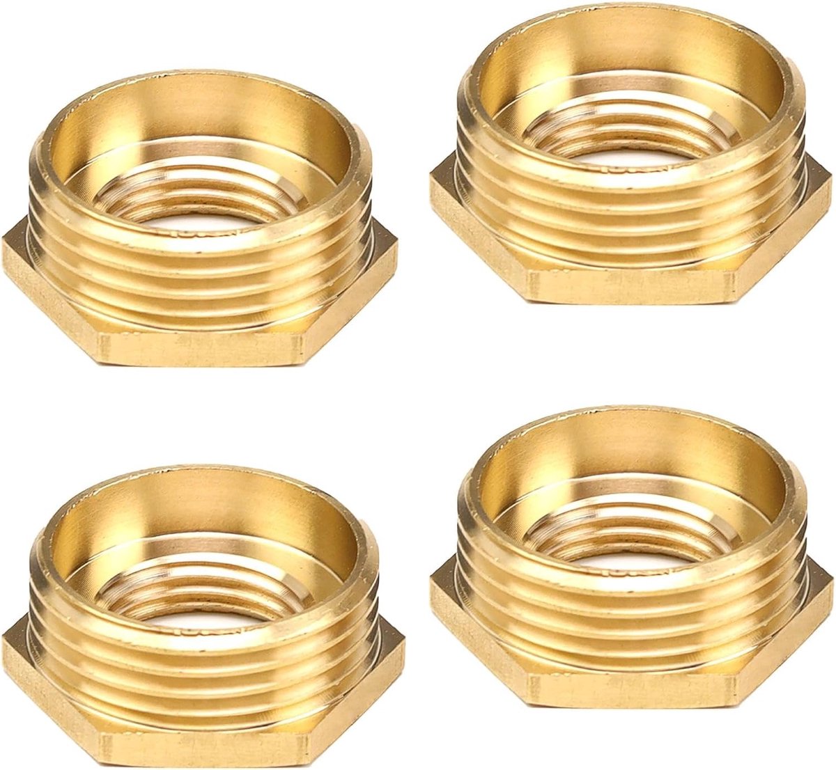 4 stuks messing verloopstuk schroefdraadfitting, verloopnippel, 1" tot 1/2", reductie 1 inch tot 1/2 inch, precisieschroefdraad, voor waterleidingen, verwarmingsbuizen, gasleidingen