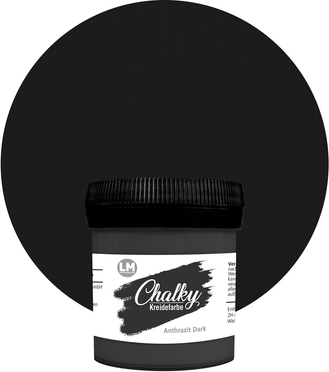 LM-Kreativ Chalky Chalk Paint krijtverf - 100 ml - antraciet donker - mat - op waterbasis