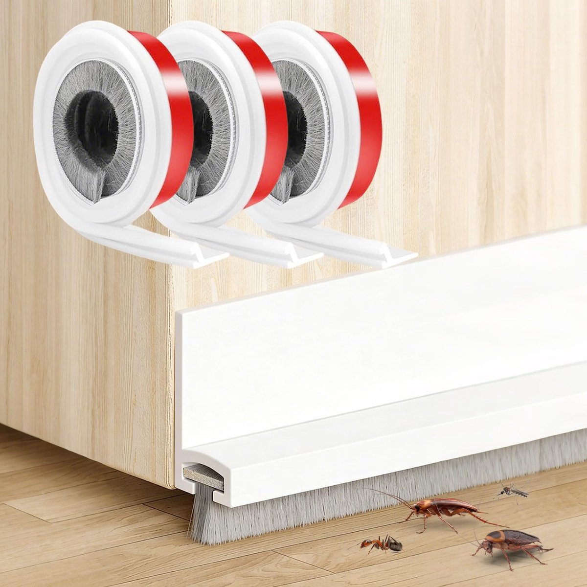 3 stuks zelfklevende borstelafdichting, 3 x 100 cm, tochtstopper voor deuren, deurafdichting onder voor deurafdichting, onder, geluidsdichte deurbezem, geschikt voor slaapkamer, woonkamer, badkamer en
