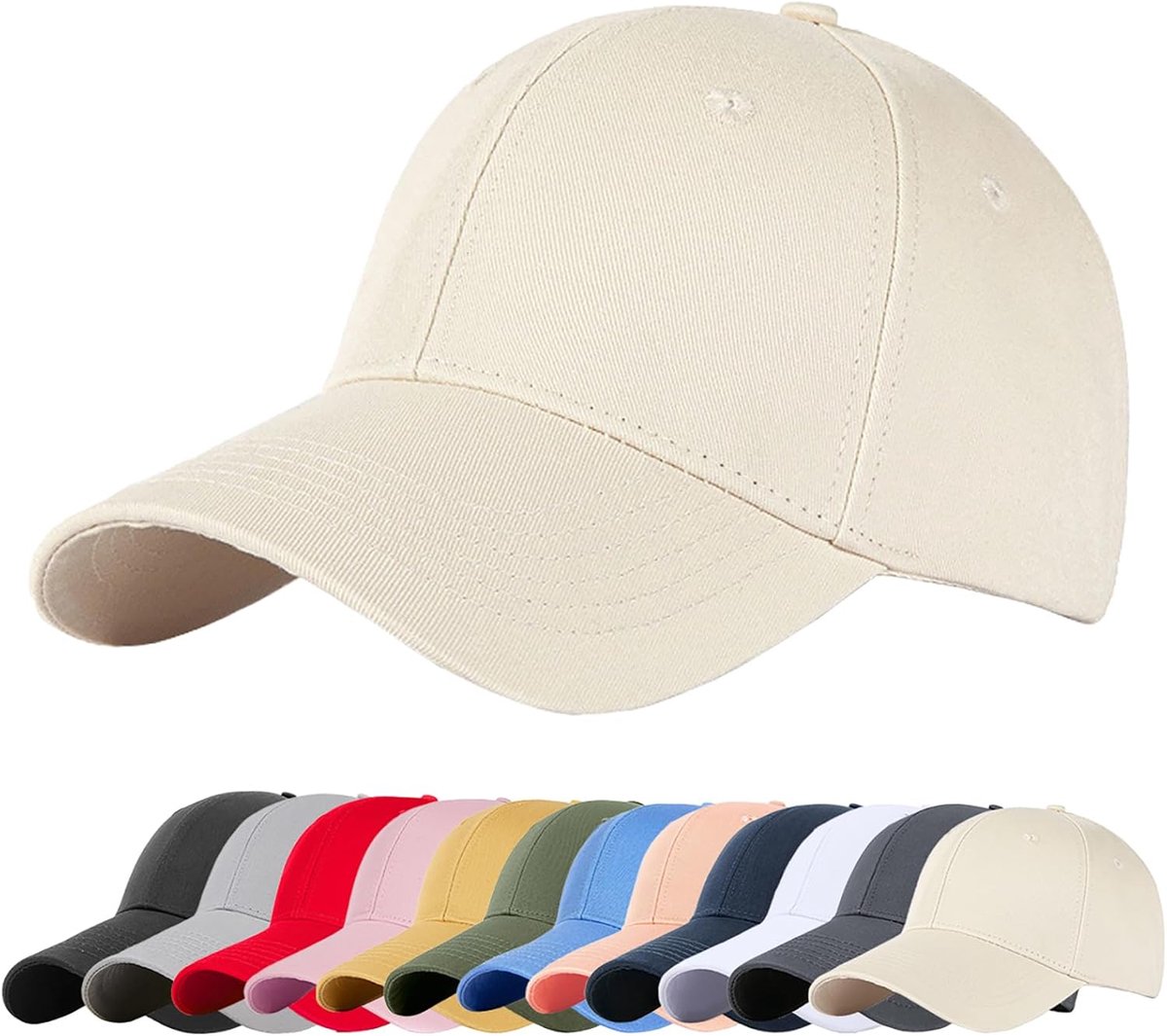 Plain Baseball Cap, Unisex Classic 6 Panel Verstelbare Casual Katoen Snapback Sluiting Anti UV Zomer Sport Zonneklep Hoed