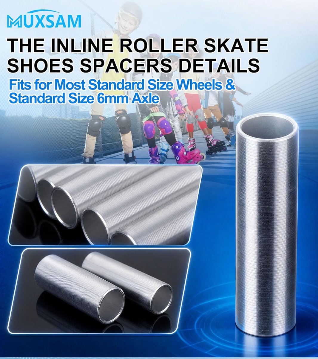 8 stks Rolschaatsen Schoenen Spacer voor 6mm Schroeven Zilver Aluminium Volwassen Inline