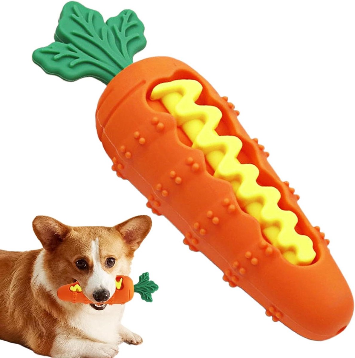 Hond Slow Feeder Puzzel - Interactief Hondenspeelgoed - Verveling Verminderen - Wortelvormig Ontwerp - 16x5x5 cm - Oranje