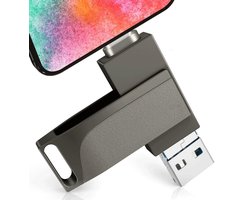 Smartphone foto-flashdrive - 1 TB - 4-in-1 functionaliteit - Foto's direct overzetten naar de flashdrive - Ondersteunt het opslaan van foto's/video's/diverse bestanden - Geschikt voor iPhone/iPad/Android/pc en andere apparaten - Zwart