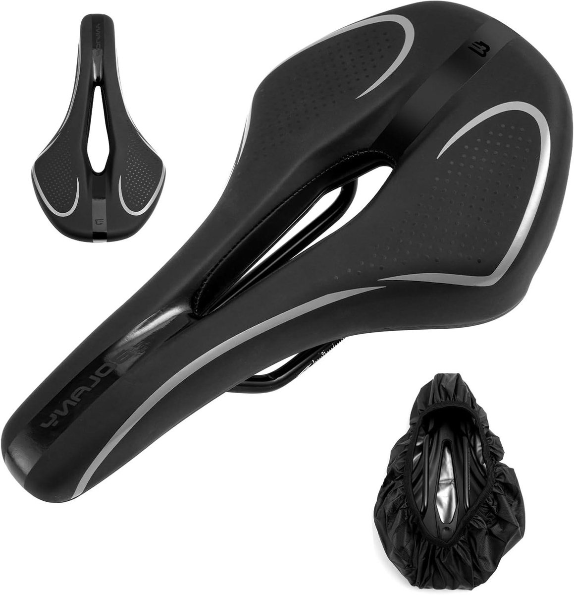 Fietszadel Comfort - Zacht Zadel - Fietsen Onderweg - Schokabsorberend Traagschuim - 250 x 150 mm - Zwart