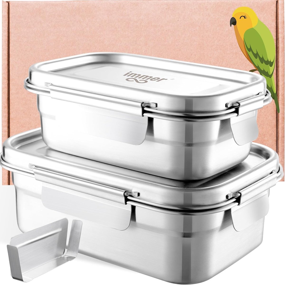 SnelShoppen - RVS Lunchbox - Duurzame Bento Box - Lekvrij, Plasticvrij, Makkelijk Schoon te Maken - Perfect Voor Op Reis - SafeLock-Set (800+1600ml)