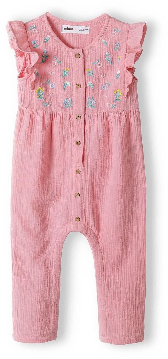 Minoti jumpsuit meisjes met bloemenborduursel - mouwloos