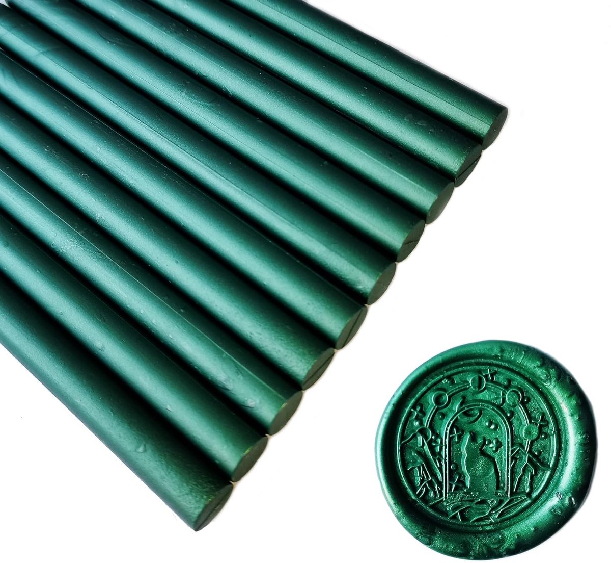 10 stuks Pine Green Sealing Wax Sticks voor Wax Seal Stempel, Sealing Wax Sticks voor Lijmpistool, Geweldig voor Bruiloft Uitnodigingen, Wijnpakketten, Kaarten Enveloppen, Geschenkverpakking Pijngroen)