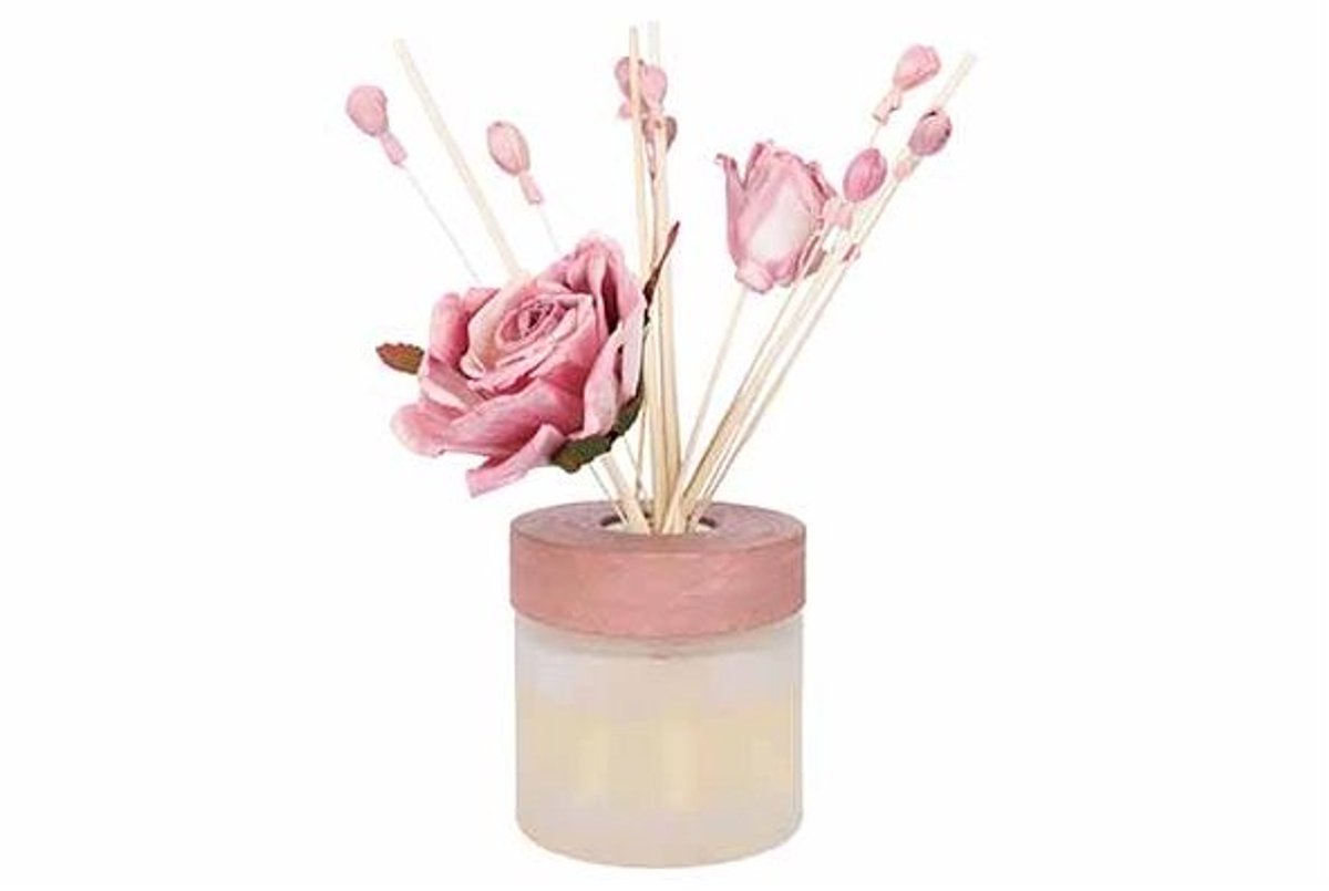 Geurdiffuser Pine Needle Rosemarry Roze 100ml 12x9xh27cm Glas