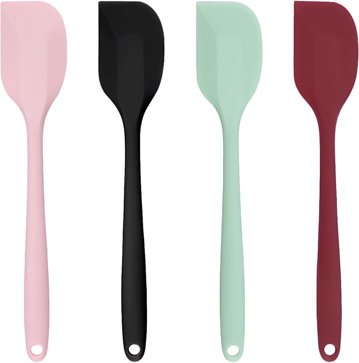 4 stuks kleine siliconen spatel 21 cm en mini-spatel van siliconen, mini-spatel, flexibel en hittebestendig, 315 °C, keukengerei met antiaanbaklaag voor koken, mengen en schrapen