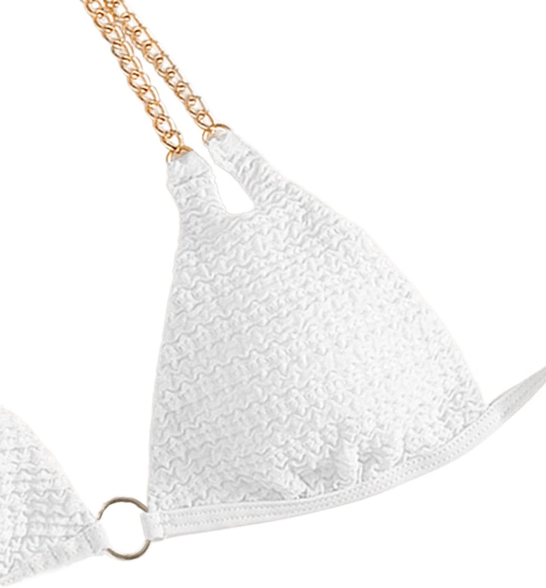 Bikini voor dames, met ketting, driehoekig, tweedelig badpak, bikini met ring, halterbikini