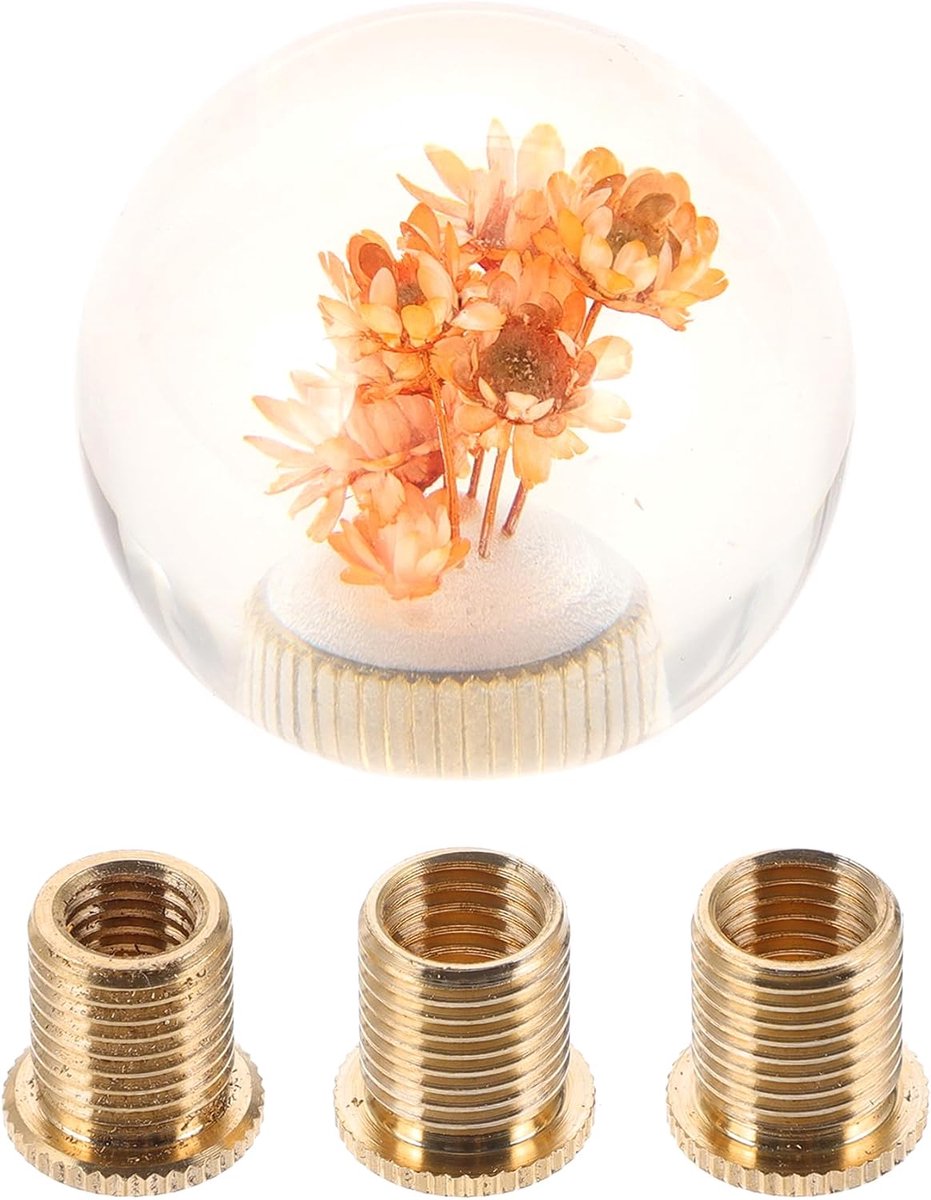schakelpookknop, rond, van acryl, voor automatische en handmatige voertuigen, met 3 adapters, oranje, 1 set