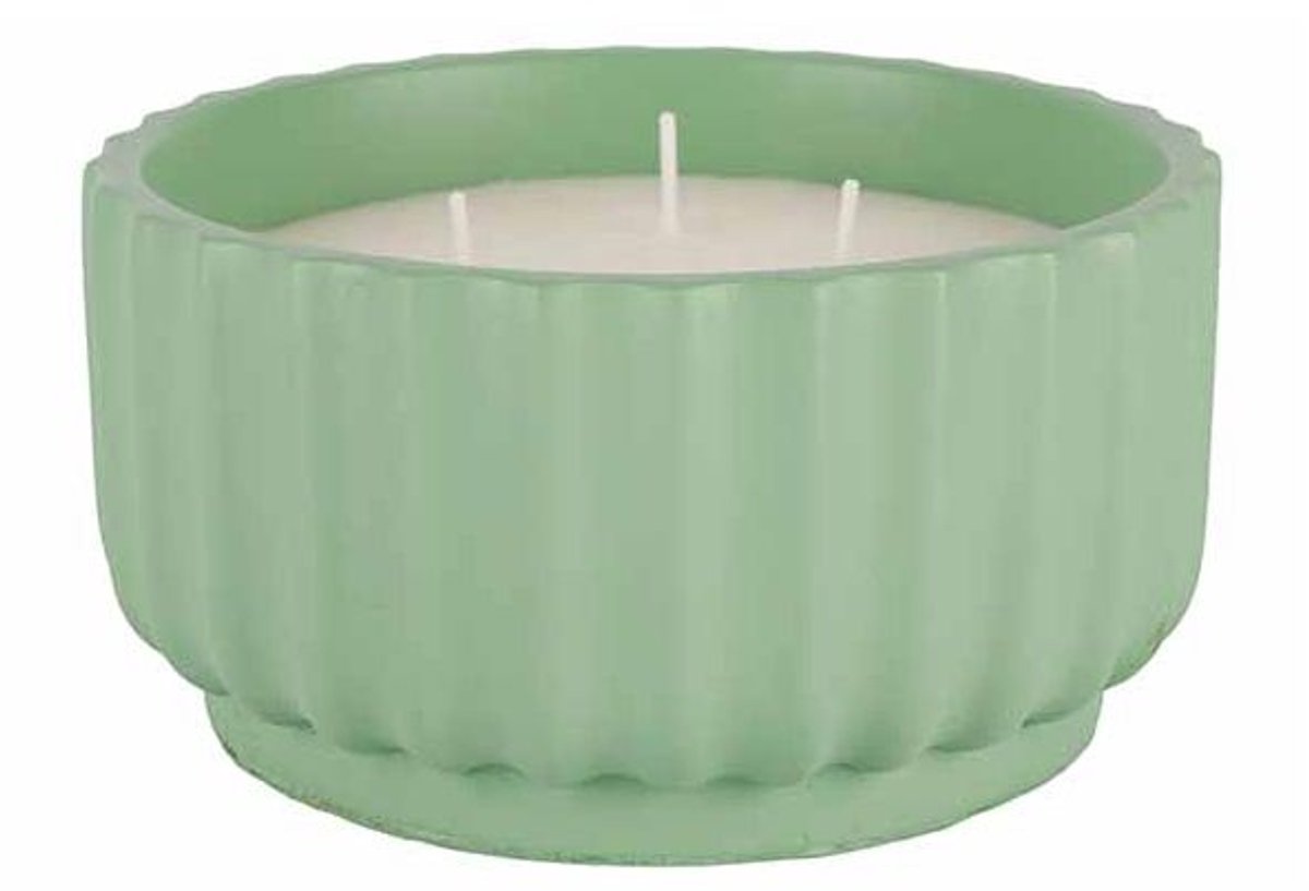 Geurkaars 3 Wicks Groen 14x14xh7,5cm Ron D Cement