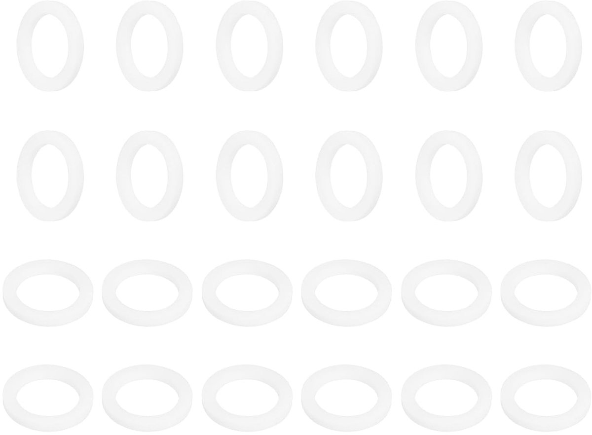 Platte sluitringen van PTFE, 24 stuks, 20 mm, OD, 14 mm ID, 2 mm dik, platte afdichtingen, afdichtring, afstandafdichting voor slangbouten, kranen, machines, wit