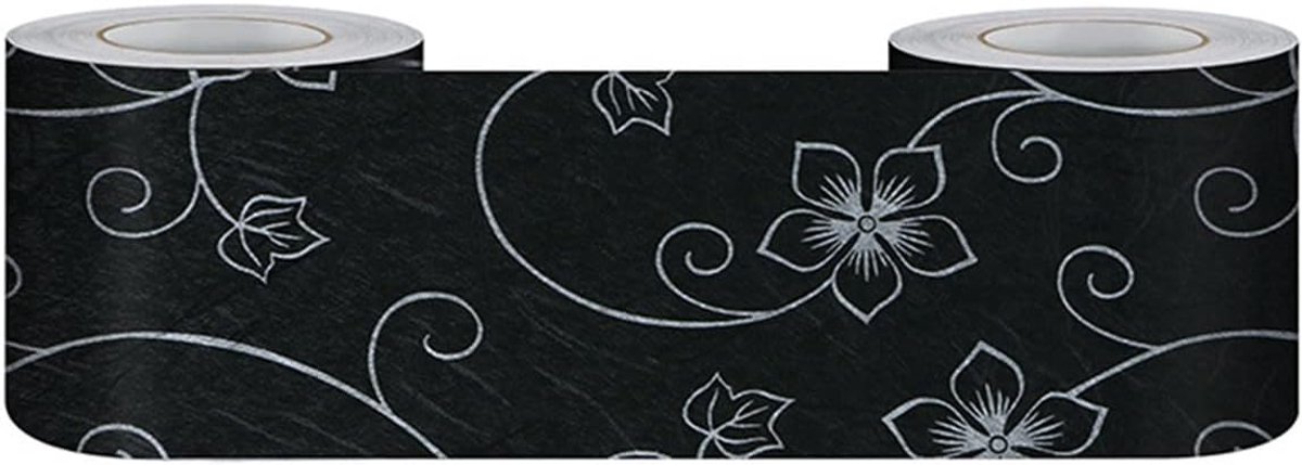 Schil en Stick Behang Grenzen Zelfklevend voor Badkamer Muur Grens Sticker Thuis Plafond Decoratieve Grens voor Woonkamer Keuken Zwart Patroon 5 cm X 500 cm