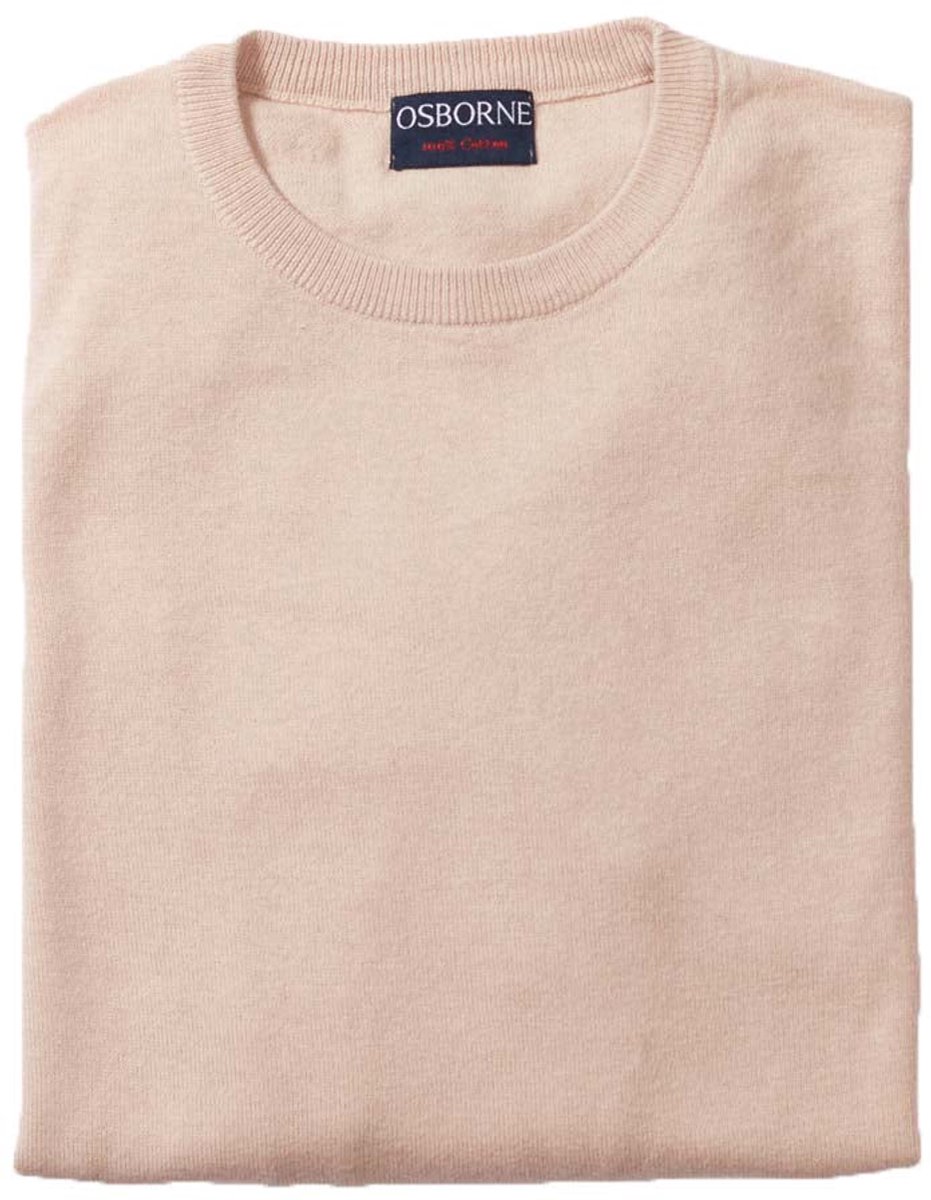 Osborne Knitwear Trui met ronde hals - Katoen - Beige - XL