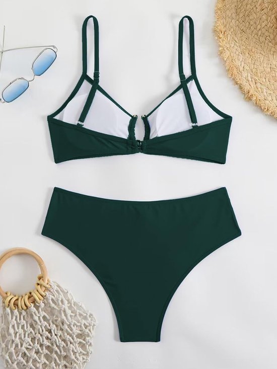 Dames Set Halter Driehoek Badpakken String Bikini Hoge Taille Sexy Zwempak Buikweg Zomer Hoge Taille Tweedelig Badpak S-XL — afbeelding 2