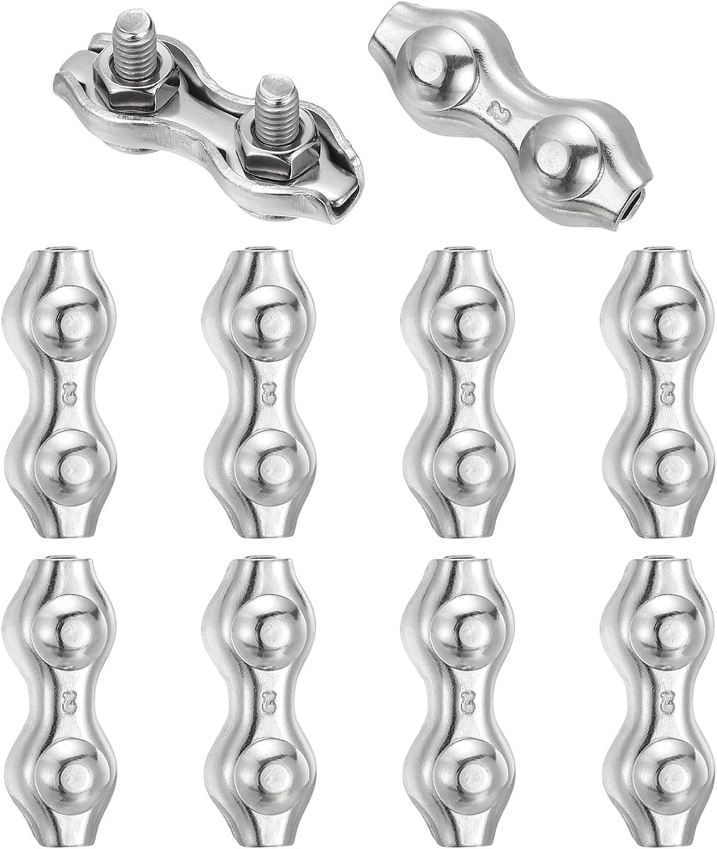 M2 304 roestvrij staal dubbele sluitring kabelclip, bevestiging kabel sluitring voor 1 mm tot 1,8 mm diameter kabelbevestiging, 10 stuks
