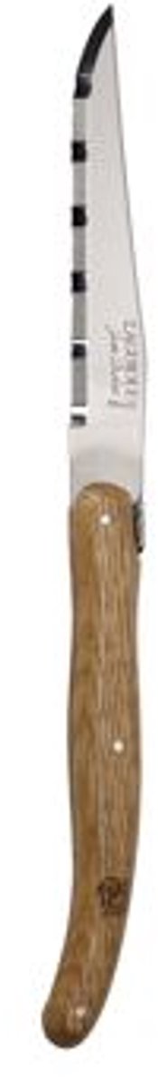 Laguiole Oakwood Steakmes Set 6 Gekarteld 1.2mm - Roestvrij Staal