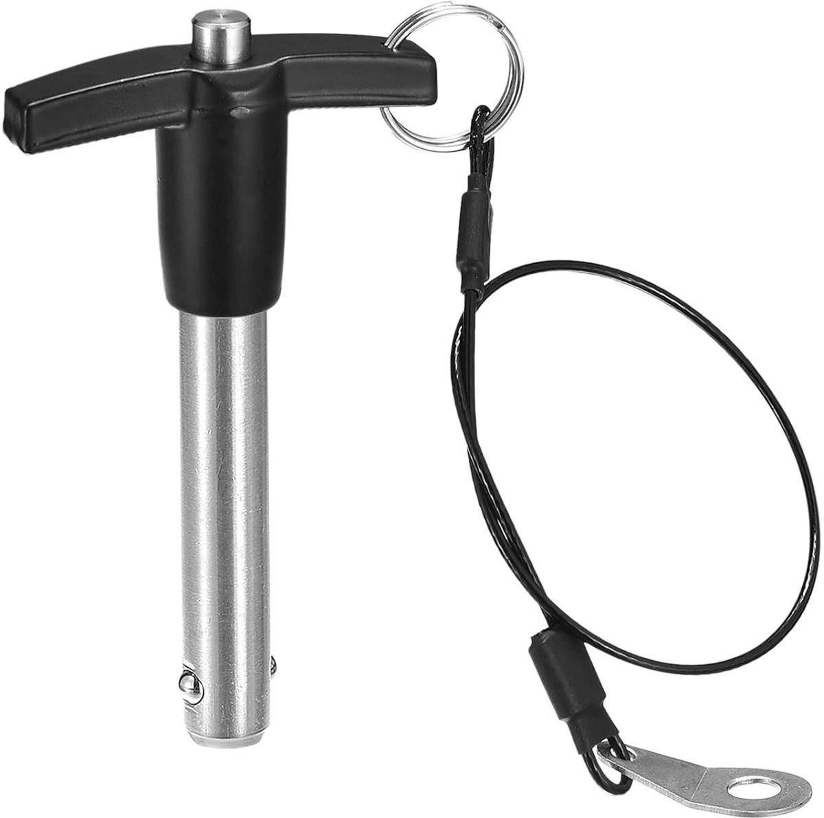 T-greep zekeringpennen 15/32 inch pin diameter. 1-31/32" Gebruik lengte roestvrij staal drukschakelaar snelsluiting pen met sleutelkoord kabel (12mm-50mm)