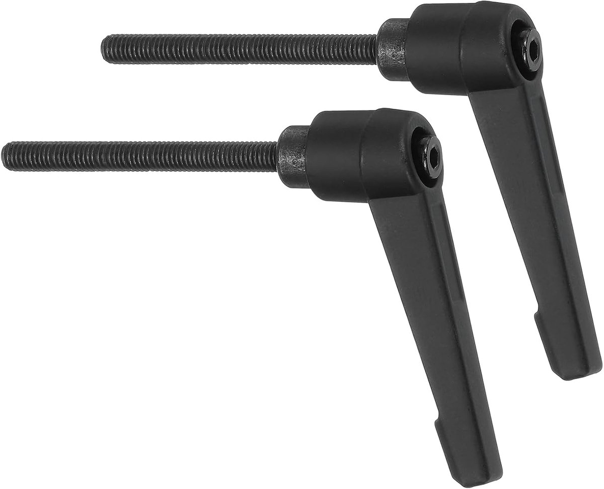 2 stuks M5 x 50 mm verstelbare knoppen handvat mannelijke schroefdraad drukknop ratels snelsluiting draaibouten voor draaibanken, zwart