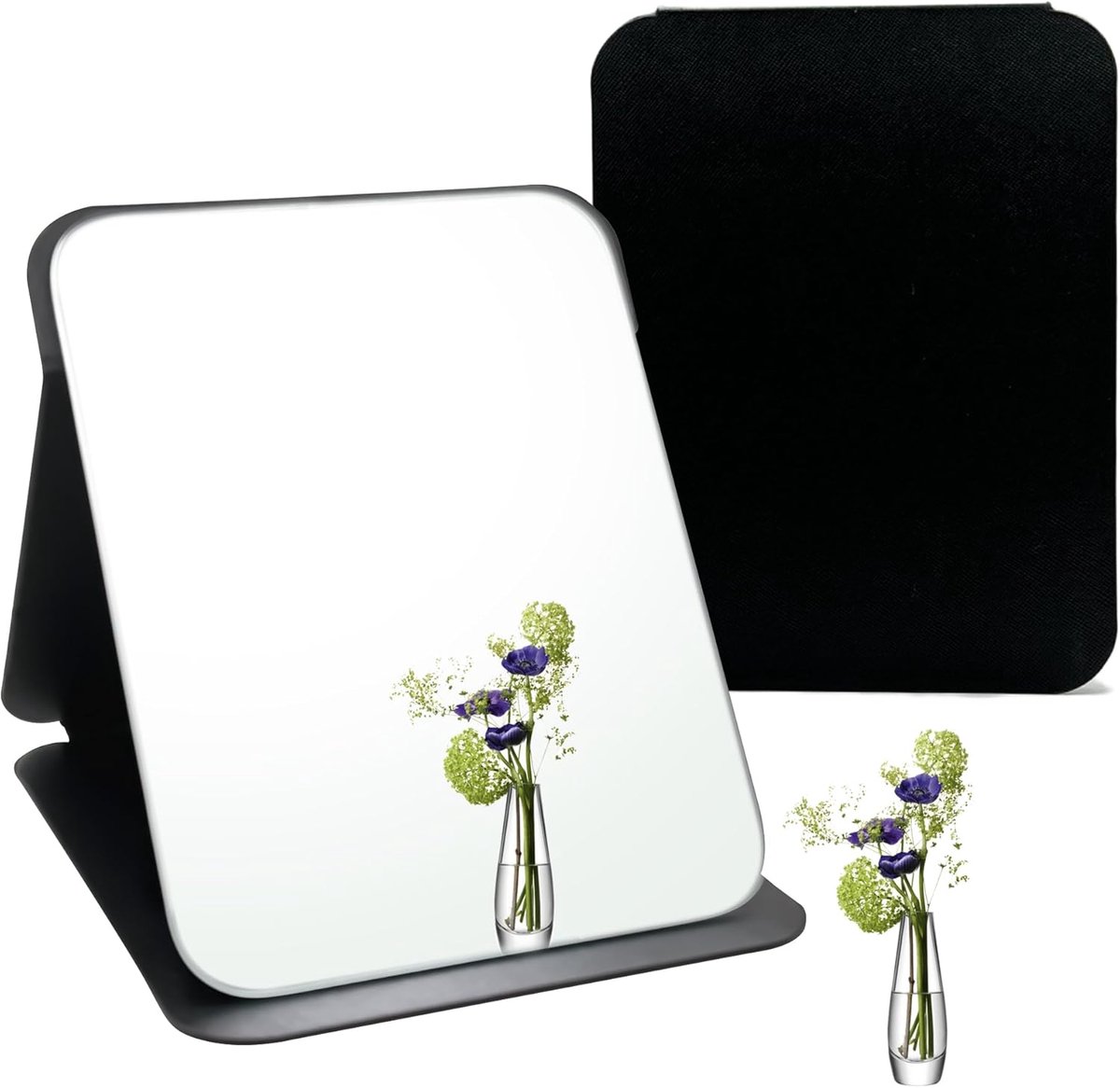 SnelShoppen - Opvouwbare Makeup Spiegel - Reisspiegel - Klein en Draagbaar - HD Glazen Tafel Spiegel - 21 x 15 cm - Handheld en Voor Thuis Gebruik - I