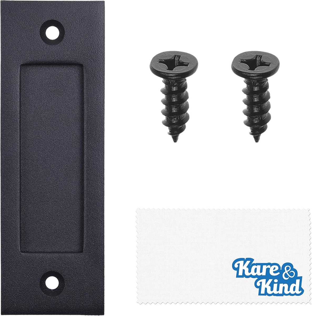 & Kind 6 inch schuifdeurgreep (zwart) - eenvoudig te installeren platte bodem vinger pull set - massief stalen gladde randen voor schuifdeuren, schuren, garages - schroeven incl