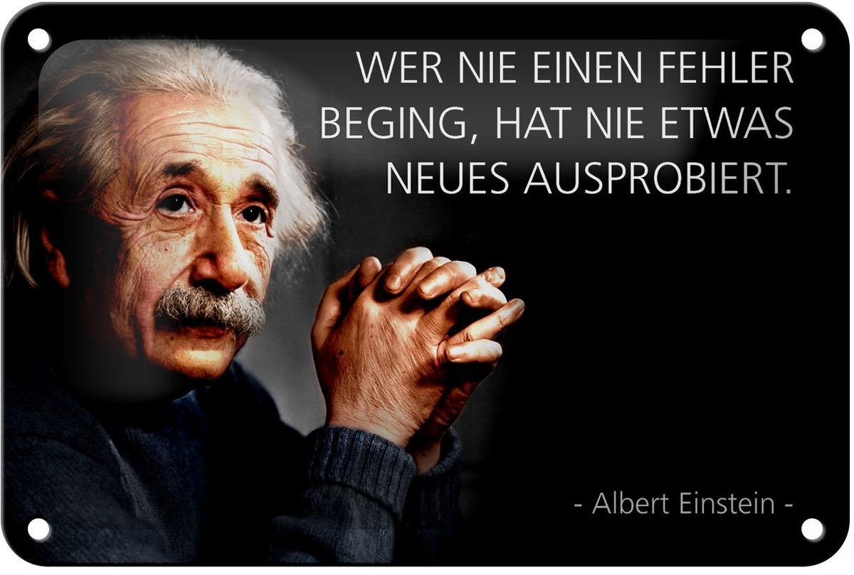 Blechschild Zitat 12x18 cm Einstein Wer nie einen Fehler beging Deko Schild
