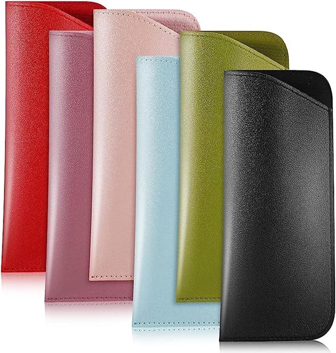 Brillenkoker voor dames en heren, zacht leren brillenetui, draagbare brillenkoker, waterdichte brillenkoker, voor het opbergen van bijziendheidsbrillen, leesbrillen, paars, rood, roze, groen