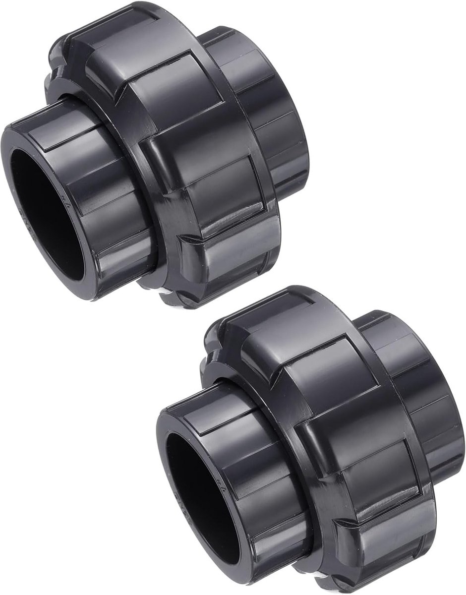 Pvc Pijpfittingen Union 1" Insteekverbinding Voor Slang Kwaliteit Adapter Meubels Voor Waterslang Zwembad Buiten Sanitair Donkergrijs 2 stuks
